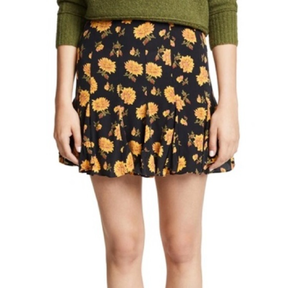Veronica Beard Weller Skirt Size 6 | Black Multi Yellow Floral | Like New